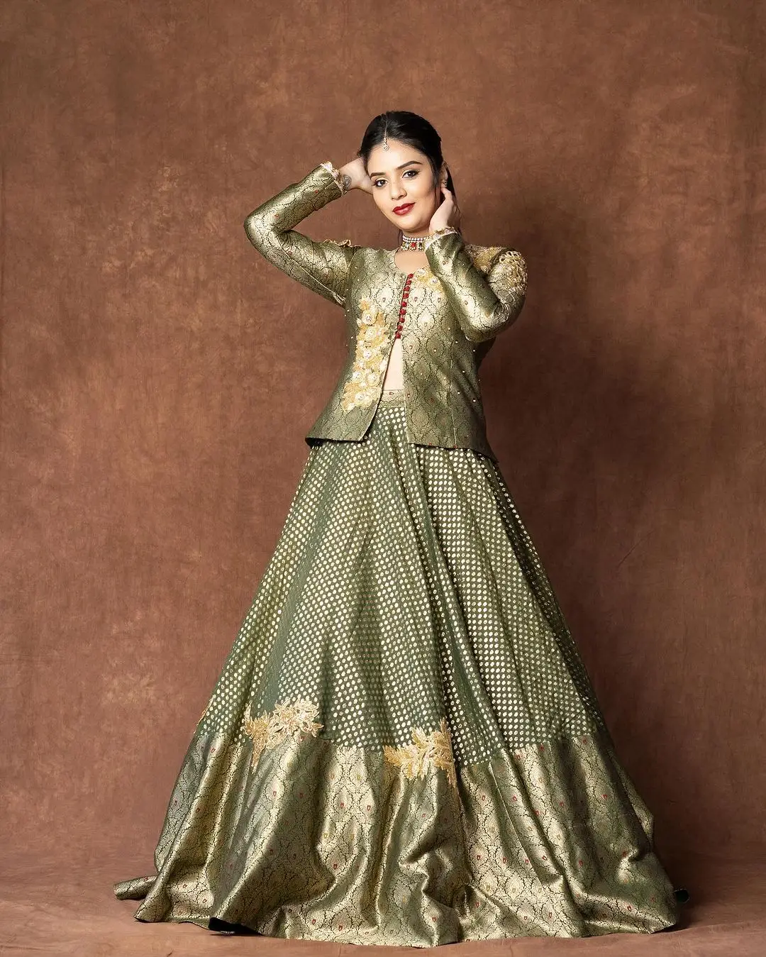 ETV Actress Sreemukhi in Green Lehenga Choli